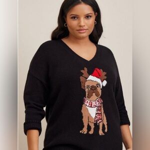 Frenchie pullover slouchy v-neck tunic sweater